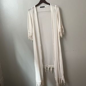 For Love and Lemons Ivory Lace Robe Cover Up Duster